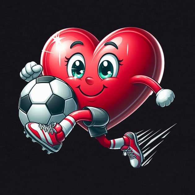 Heart Soccer Ball Football Valentines Day Sports Lover by Figurely creative